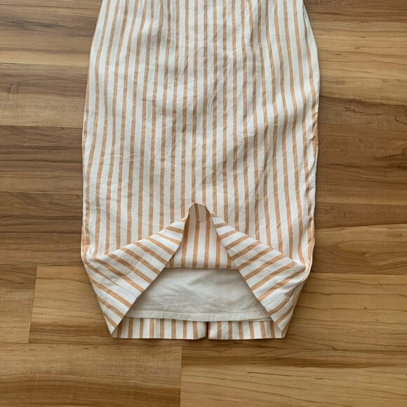 Boden Womens Maggie Sheath Linen Dress Midi Size 6 White Tan Striped Lined - Picture 7 of 13